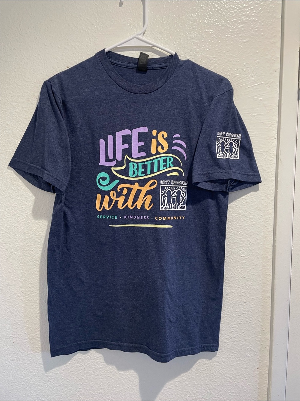 Best Buddies Friendship Walk Nevada Double Sided Navy Graphic Tee Men Small